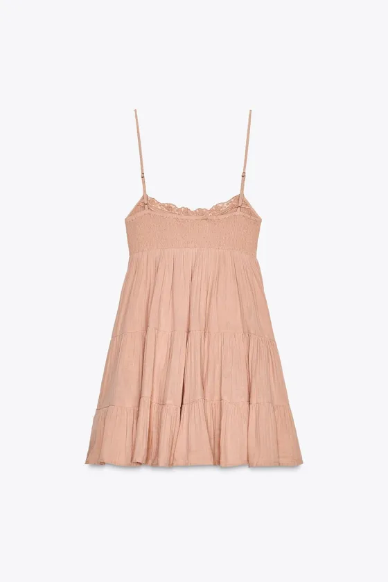 КОРОТКОЕ ПЛАТЬЕ ИЗ ШИФОНА С КРУЖЕВОМ