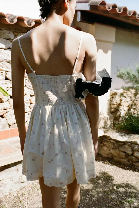 ПЛАТЬЕ В БЕЛЬЕВОМ СТИЛЕ ИЗ ПОПЛИНА С ПРИНТОМ