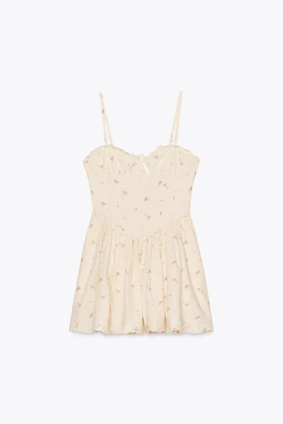 ПЛАТЬЕ В БЕЛЬЕВОМ СТИЛЕ ИЗ ПОПЛИНА С ПРИНТОМ