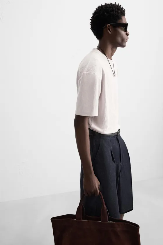 ФУТБОЛКА RELAXED FIT ИЗ РЕЛЬЕФНОЙ ТКАНИ