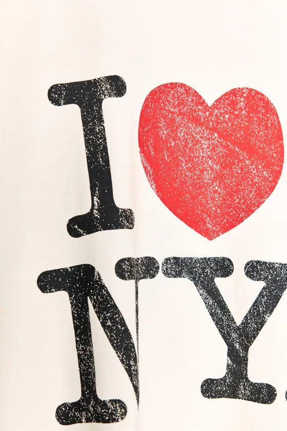 ФУТБОЛКА ИЗ ТКАНИ С ЭФФЕКТОМ ПОТЕРТОСТИ С ПРИНТОМ NY®