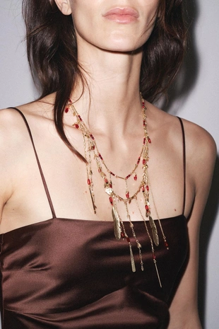 Набор из двух каскадных ожерелий с перьями- Заказать в России