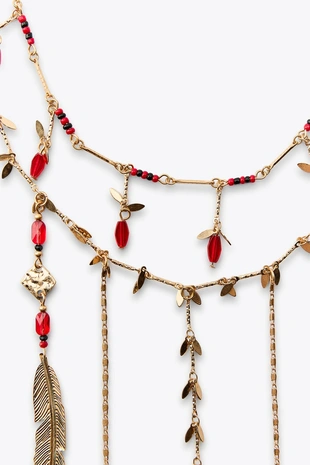 Набор из двух каскадных ожерелий с перьями- Заказать в России