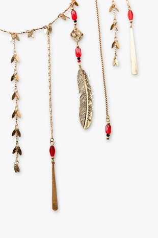 Набор из двух каскадных ожерелий с перьями- Заказать в России