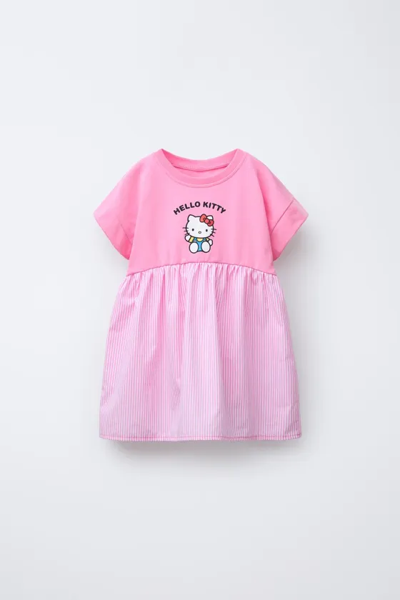 ФУТБОЛКА С КОНТРАСТНОЙ ДЕТАЛЬЮ В ПОЛОСКУ И ПРИНТОМ HELLO KITTY © SANRIO