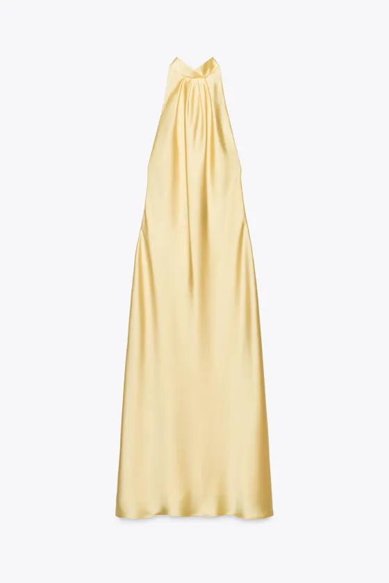 АТЛАСНОЕ ПЛАТЬЕ МИДИ С ГОРЛОВИНОЙ ХАЛТЕР