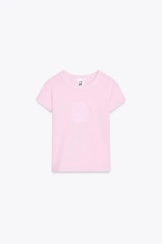 ФУТБОЛКА ИЗ ТКАНИ С ЭФФЕКТОМ ПОТЕРТОСТИ С ПРИНТОМ HELLO KITTY © 2025 SANRIO T-SHIRT