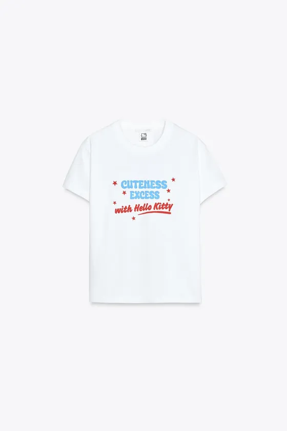 ФУТБОЛКА ИЗ ТКАНИ С ЭФФЕКТОМ ПОТЕРТОСТИ С ПРИНТОМ HELLO KITTY © 2025 SANRIO T-SHIRT
