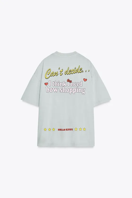 ФУТБОЛКА ИЗ ТКАНИ С ЭФФЕКТОМ ПОТЕРТОСТИ С ПРИНТОМ HELLO KITTY © 2025 SANRIO T-SHIRT