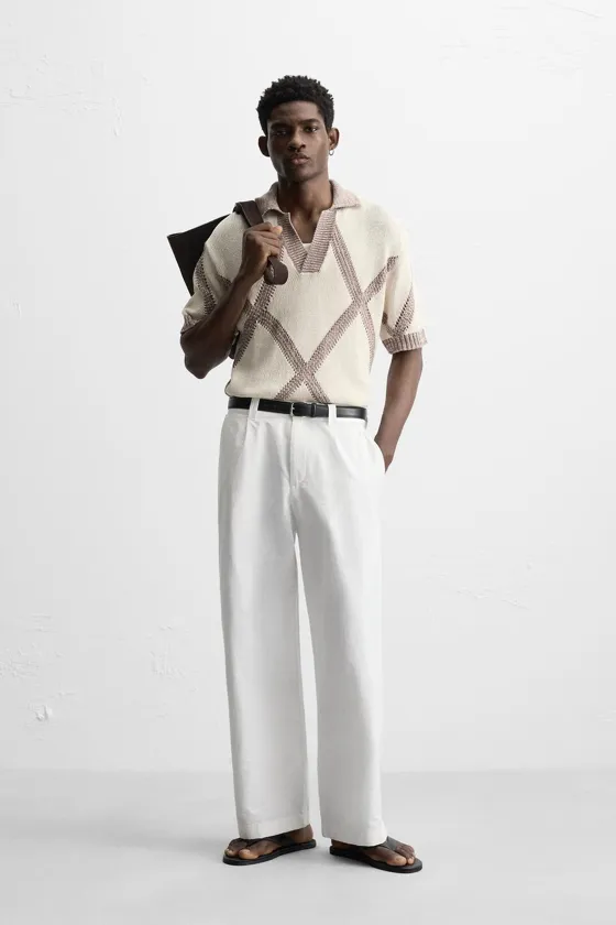 ЖАККАРДОВОЕ ПОЛО С УЗОРОМ «РОМБЫ»