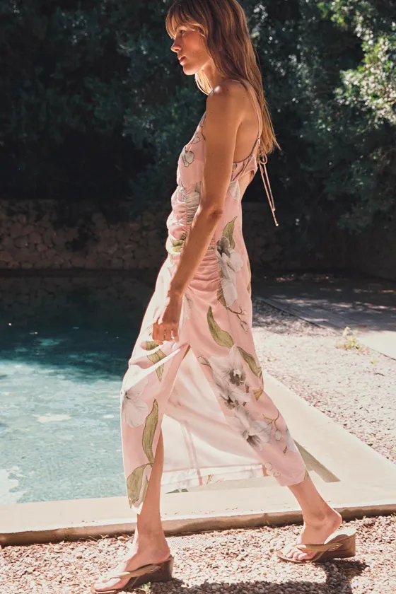 ПЛАТЬЕ МИДИ ИЗ СМЕСОВОГО ЛЬНА С ПРИНТОМ