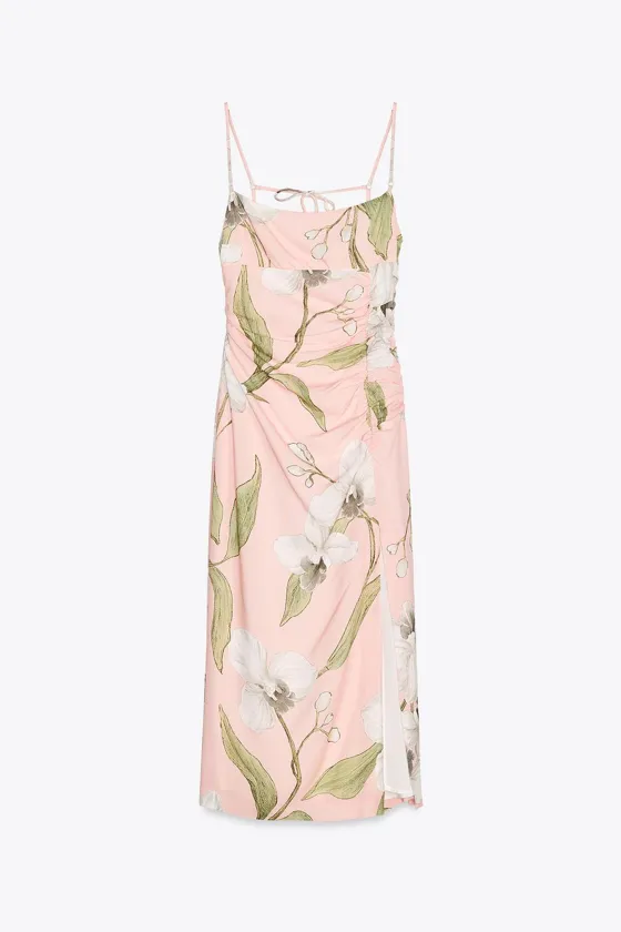 ПЛАТЬЕ МИДИ ИЗ СМЕСОВОГО ЛЬНА С ПРИНТОМ