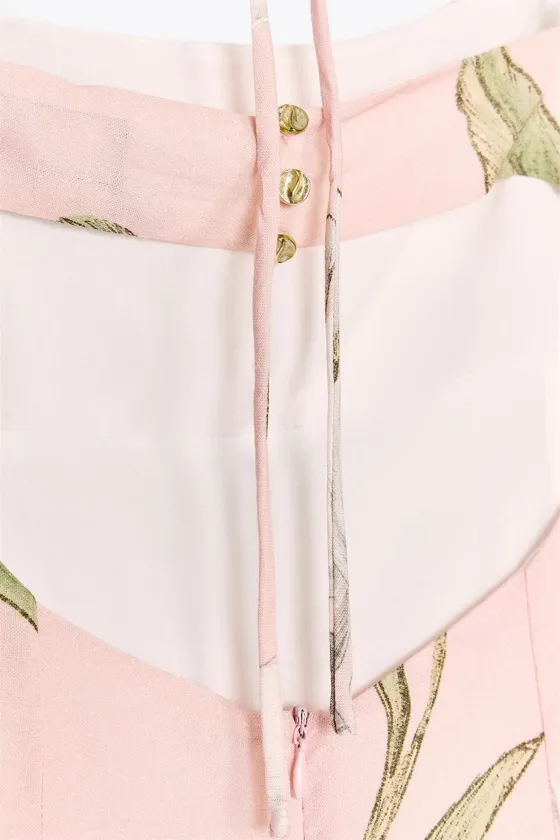 ПЛАТЬЕ МИДИ ИЗ СМЕСОВОГО ЛЬНА С ПРИНТОМ