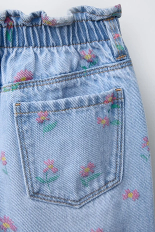 Джинсы  с цветочным принтом- Заказать в России