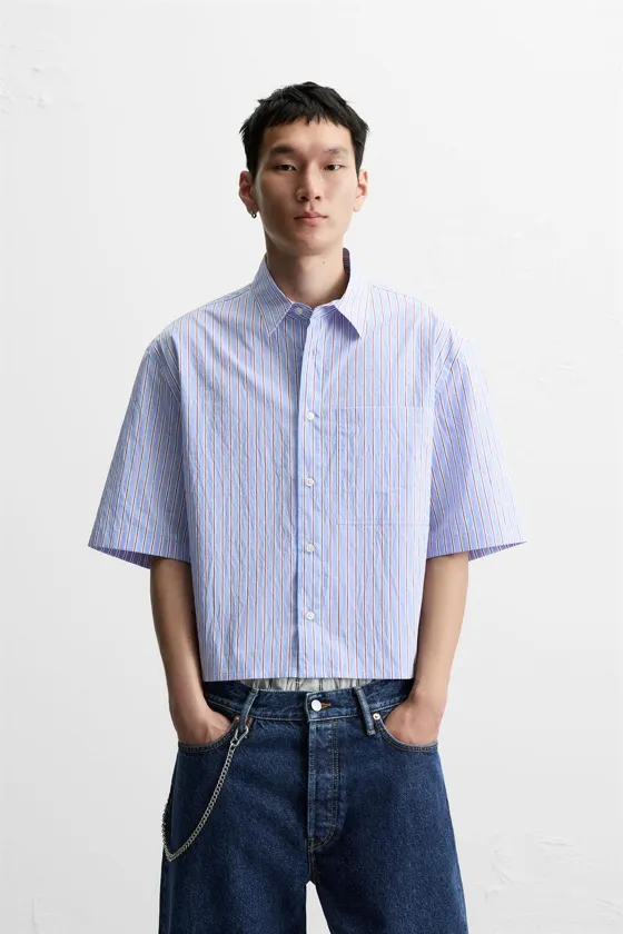 РУБАШКА CROPPED-FIT В ПОЛОСКУ