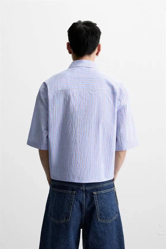 РУБАШКА CROPPED-FIT В ПОЛОСКУ