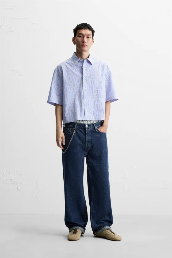 РУБАШКА CROPPED-FIT В ПОЛОСКУ