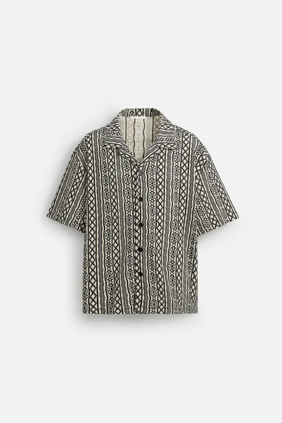 ЖАККАРДОВАЯ РУБАШКА RELAXED FIT С ПЕРФОРАЦИЕЙ