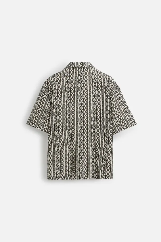 ЖАККАРДОВАЯ РУБАШКА RELAXED FIT С ПЕРФОРАЦИЕЙ