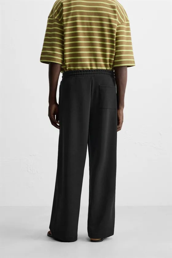 БРЮКИ WIDE-LEG ИЗ РЕЛЬЕФНГО ТРИКОТАЖА ИНТЕРЛОК