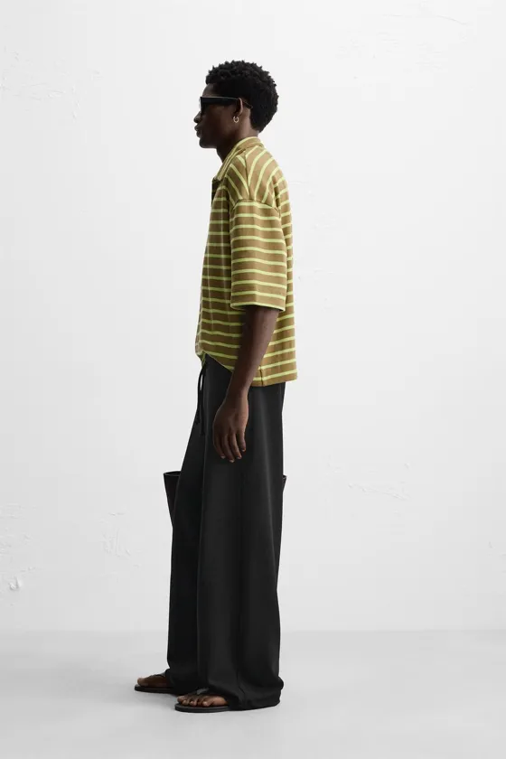 БРЮКИ WIDE-LEG ИЗ РЕЛЬЕФНГО ТРИКОТАЖА ИНТЕРЛОК
