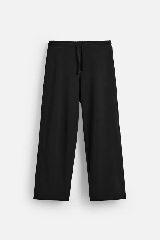 БРЮКИ WIDE-LEG ИЗ РЕЛЬЕФНГО ТРИКОТАЖА ИНТЕРЛОК