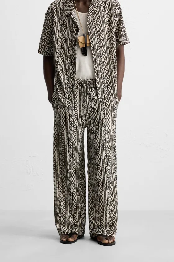 ЖАККАРДОВЫЕ БРЮКИ RELAXED FIT С ПЕРФОРАЦИЕЙ