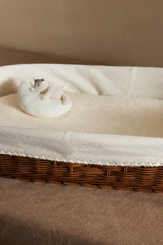 Rattan changing mat basket