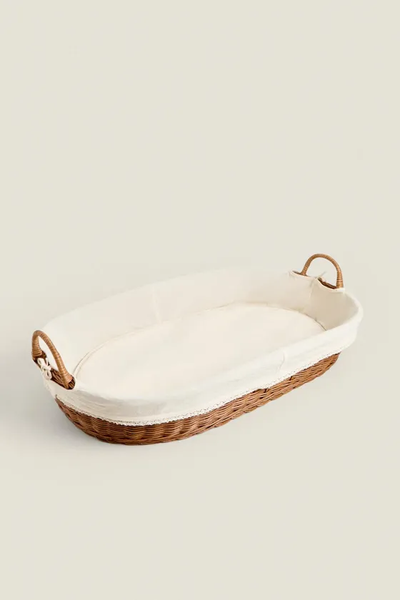 Rattan changing mat basket