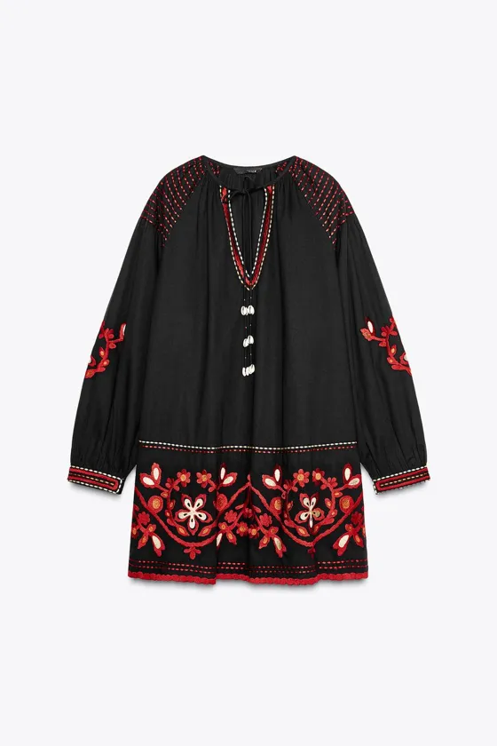 КОРОТКОЕ ПЛАТЬЕ С ВЫШИВКОЙ — ZW COLLECTION