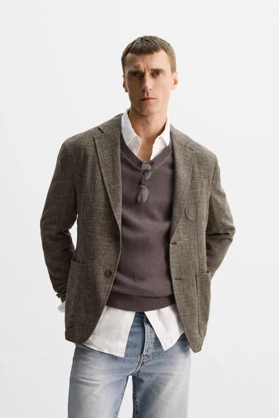 БЛЕЙЗЕР RELAXED FIT ИЗ ВИСКОЗЫ И ХЛОПКА
