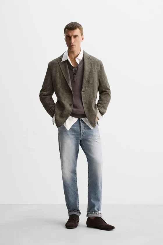 БЛЕЙЗЕР RELAXED FIT ИЗ ВИСКОЗЫ И ХЛОПКА