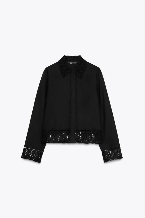 РУБАШКА С КРУЖЕВОМ КРОШЕ — ZW COLLECTION