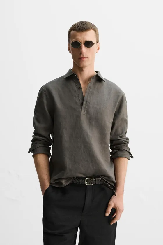 РУБАШКА ПОЛО ИЗ 100% ЛЬНА