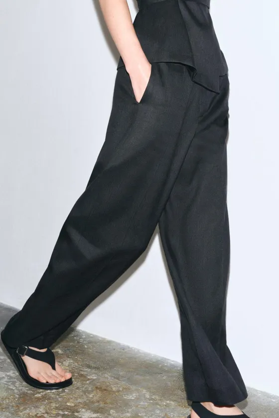 БРЮКИ ИЗ СМЕСОВОГО ЛЬНА — коллекция Zara «ZW»