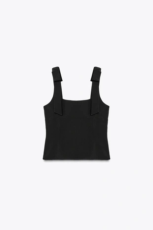 Топ из эластичной такни с бантами- Заказать в России