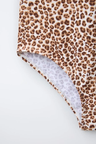 Купальник с животным принтом и вырезом, 6-14 лет- Заказать в России