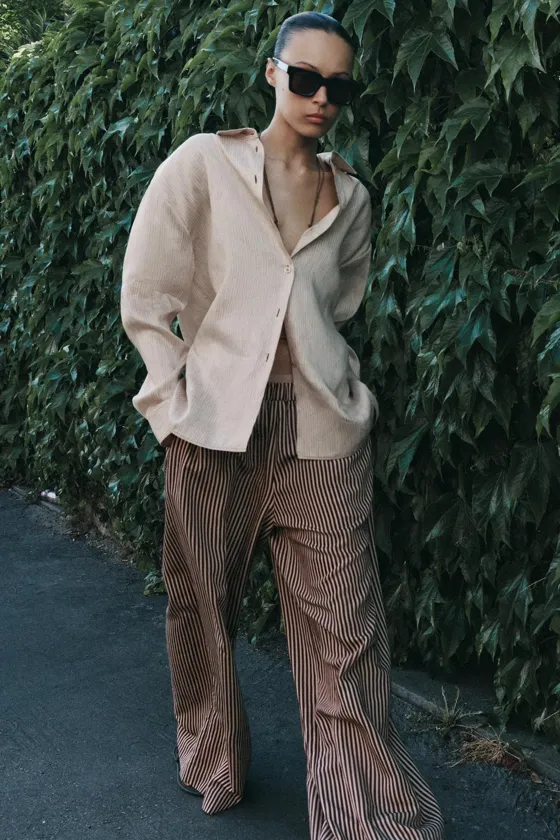 РУБАШКА ОВЕРСАЙЗ ИЗ СМЕСОВОГО ЛЬНА — коллекция Zara «ZW»