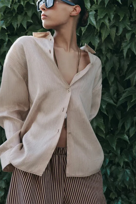 РУБАШКА ОВЕРСАЙЗ ИЗ СМЕСОВОГО ЛЬНА — коллекция Zara «ZW»