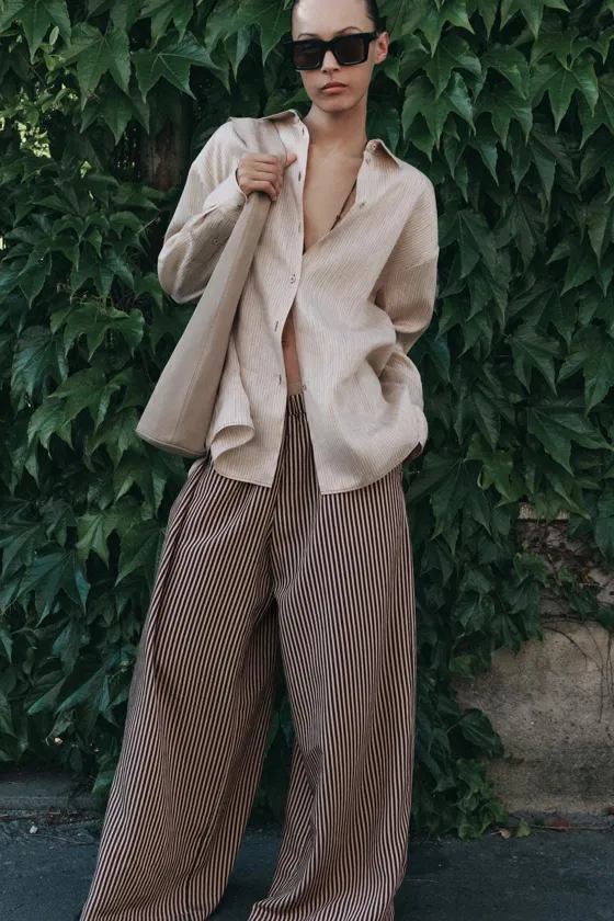 РУБАШКА ОВЕРСАЙЗ ИЗ СМЕСОВОГО ЛЬНА — коллекция Zara «ZW»