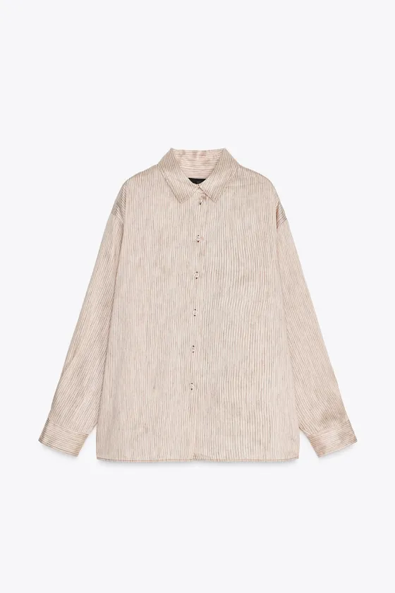 РУБАШКА ОВЕРСАЙЗ ИЗ СМЕСОВОГО ЛЬНА — коллекция Zara «ZW»