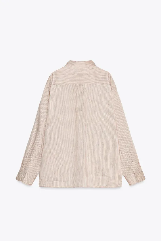 РУБАШКА ОВЕРСАЙЗ ИЗ СМЕСОВОГО ЛЬНА — коллекция Zara «ZW»