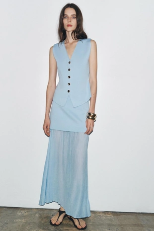 Однотонный трикотажный топ без рукавов- Заказать в России