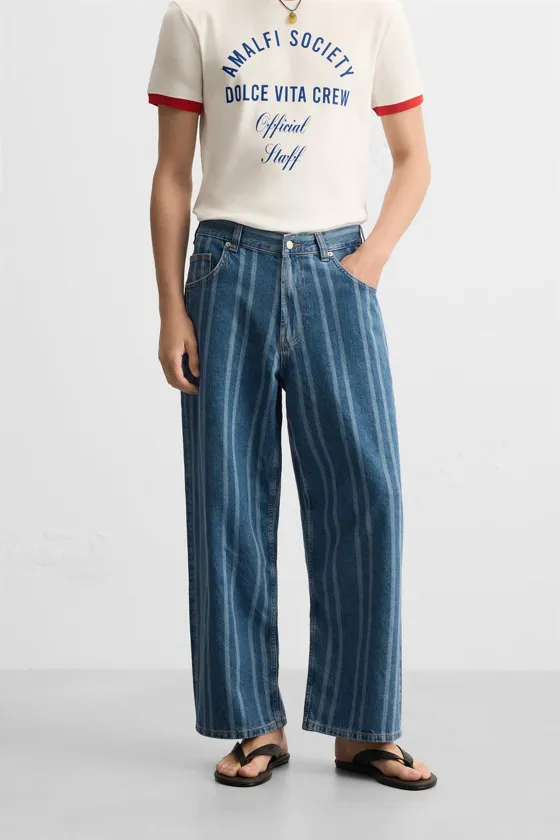 ДЖИНСЫ RELAXED FIT В ПОЛОСКУ