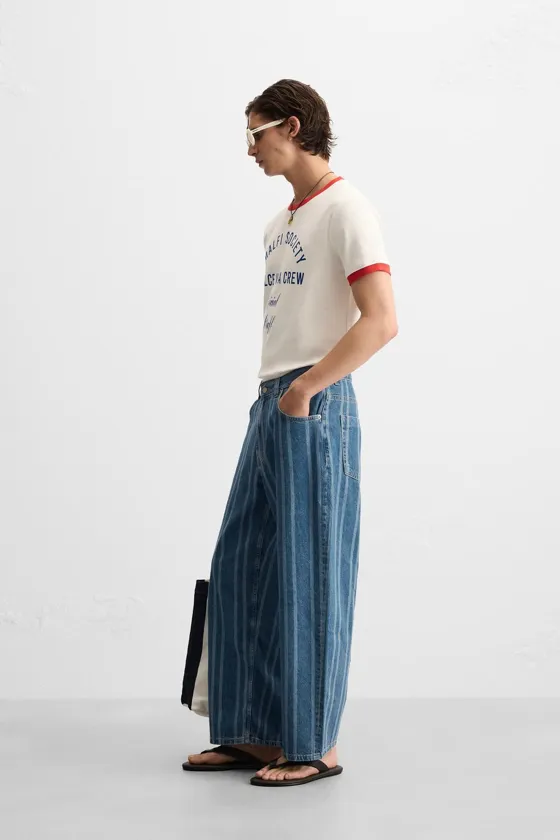 ДЖИНСЫ RELAXED FIT В ПОЛОСКУ