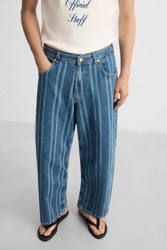 ДЖИНСЫ RELAXED FIT В ПОЛОСКУ
