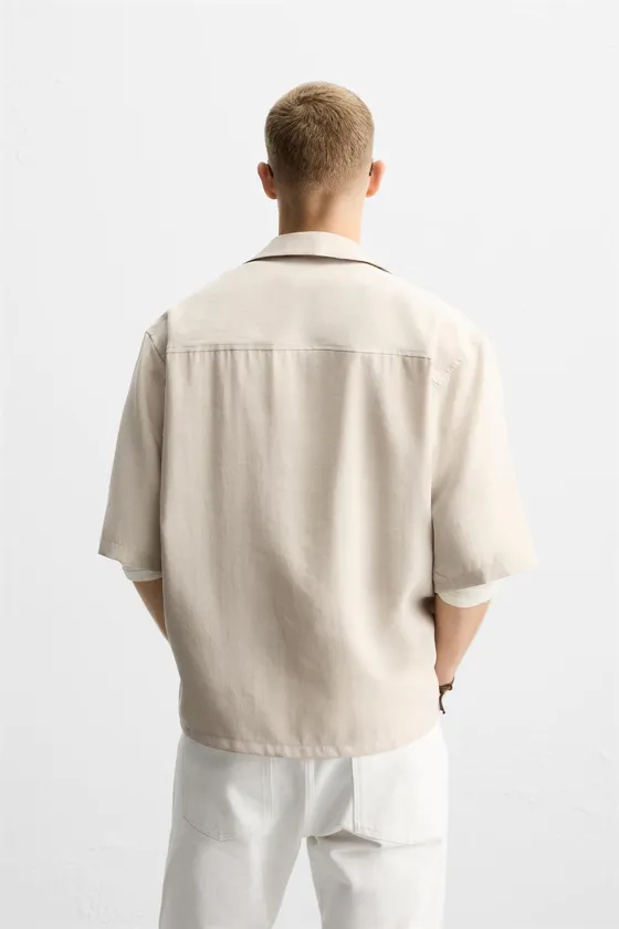 РУБАШКА RELAXED FIT ИЗ СТРУЯЩЕЙСЯ ТКАНИ