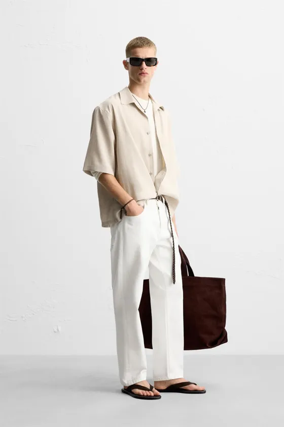 РУБАШКА RELAXED FIT ИЗ СТРУЯЩЕЙСЯ ТКАНИ