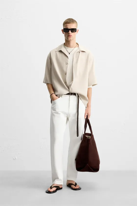 РУБАШКА RELAXED FIT ИЗ СТРУЯЩЕЙСЯ ТКАНИ