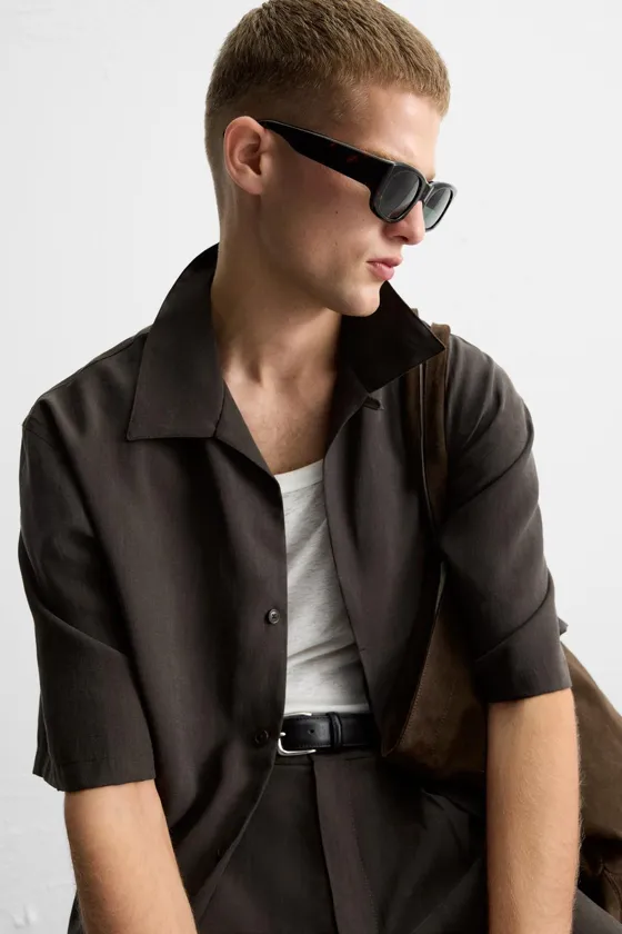 РУБАШКА RELAXED FIT ИЗ СТРУЯЩЕЙСЯ ТКАНИ